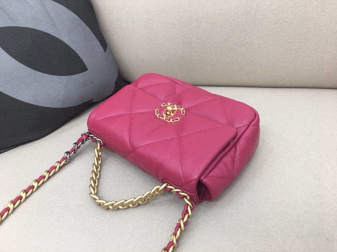 Lambskin 19 Handbag Flap Bag AS1160 Rose Red